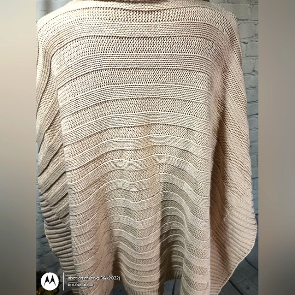 Max Sport LA CowlNeck Knit ribbed SweaterPoncho Heather Oatmeal - Picture 2 of 16
